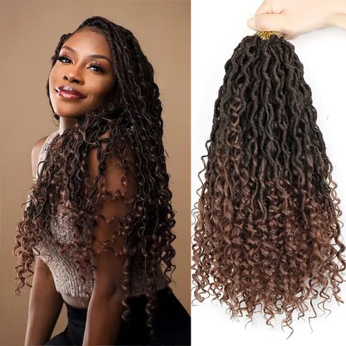 Miniatura 20 de LMZIM Cabello de ganchillo Goddess Locs de 14 pulgadas, 8 paquetes de Faux Locs trenzas de ganchillo para mujeres negras, cabello de ganchillo #2