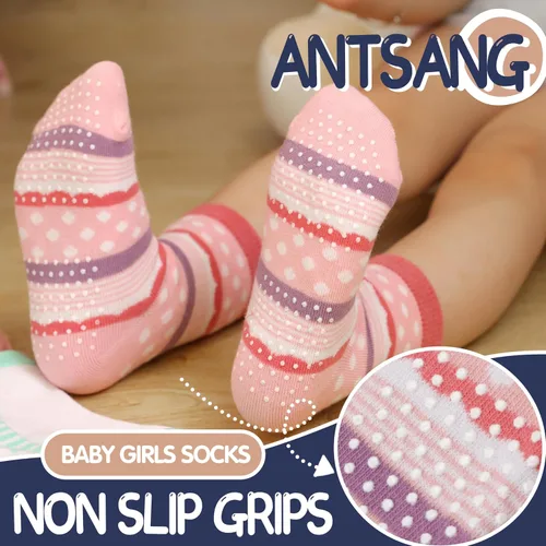 Miniatura 3 de ANTSANG Calcetines de algodón a rayas de unicornio para bebés, niñas y niños pequeños