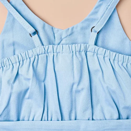 Miniatura 9 de Ropa para niña pequeña, con correa ajustable, sin mangas, de una pieza, con volantes, para verano, con bolsillo, de 6 meses a 5T