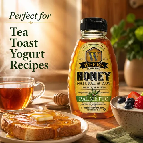 Miniatura 5 de Weeks Honey Farm Palmetto Honey – 16oz Squeeze Bottle 100% Raw & Unfiltered Pure Honey Natural Superfood Rich in Vitamins, Minerals &