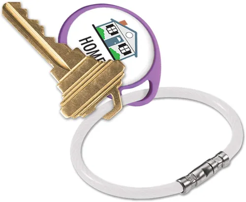 Miniatura 2 de Lucky Line Llavero de bloqueo giratorio de 5 pulgadas, bucle de alambre de acero recubierto de nailon flexible, resistente a la corrosión y Variado
