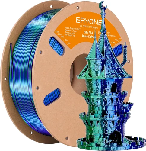 Miniatura 50 de ERYONE Filamento de ácido poliláctico (PLA) de seda bicolor para impresora 3D, de 1.75 mm +/- 0.03 mm, carrete de cartón de 1 kg (2.2 libras)