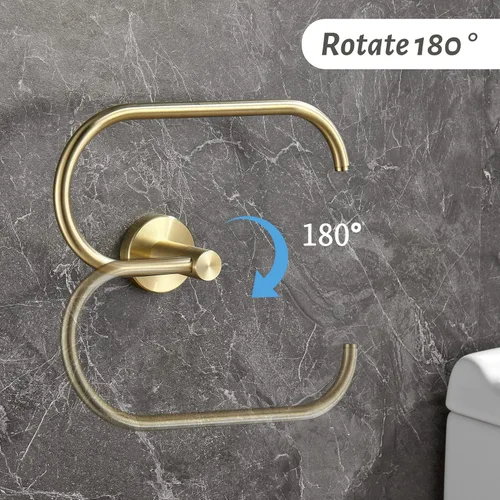 Miniatura 4 de Toallero de papel higiénico dorado, soporte para rollo de papel higiénico dorado cepillado, soporte para toallas de mano, accesorios de baño