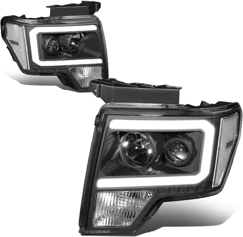 Miniatura 9 de DNA Motoring HL-OH-F1509-BK-CL1 - Faros delanteros con carcasa negra y lente transparente compatibles con Ford F150 09-14