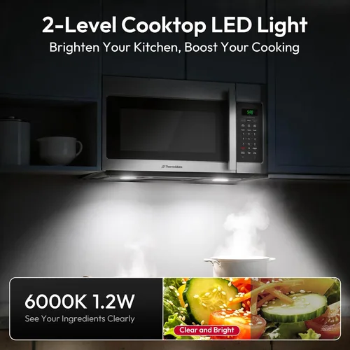 Miniatura 4 de Horno microondas de convección de 30 pulgadas, ThermoMate de 1.5 pies cúbicos sobre la estufa, acero inoxidable de 900 W, cocción con un solo toque