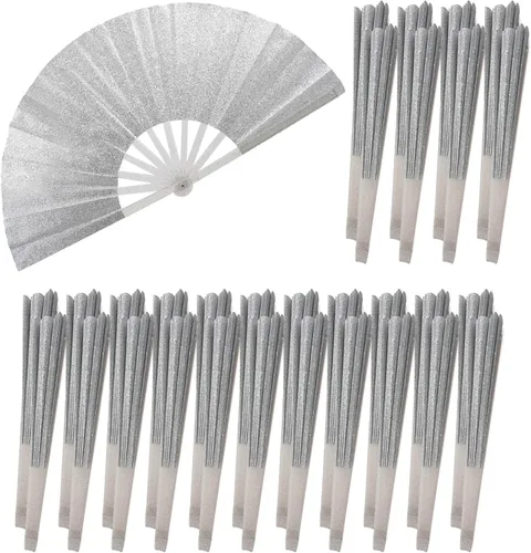 Miniatura 39 de 10 ventiladores plegables grandes de mano para hombres y mujeres, abanicos decorativos plegables, accesorios rave, utilizado para bailes, fiestas