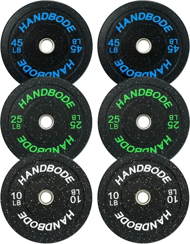 Miniatura 42 de HANDBODE Juego de discos de peso de 2 pulgadas de alto rebote, juego de discos olímpicos de 45/100/160/190/260/300 libras, juego de discos