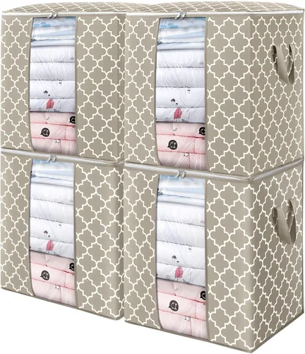 Miniatura 22 de WISELIFE Bolsas de Almacenamiento [3 Unidades/100L] Contenedores Grandes de Organización y Almacenamiento de Mantas y Ropa para Edredones, Ropa