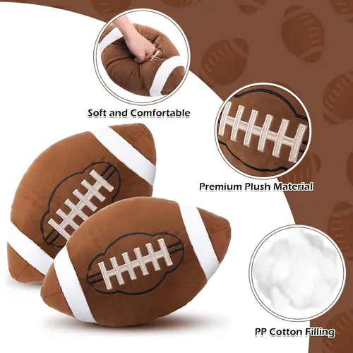 Miniatura 5 de HyDren 2 almohadas de felpa de fútbol – Almohadas suaves y esponjosas de fútbol de 12 pulgadas para niños, niñas, dormitorio, cuarto de bebé