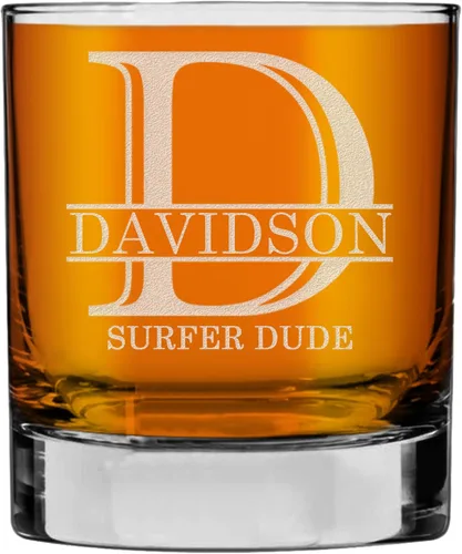 Miniatura 35 de Monograma grabado de cristal de whisky Rocks de 11 onzas (letra S), regalos de bourbon personalizados de la A-Z para hombres, día del padre, vidrio