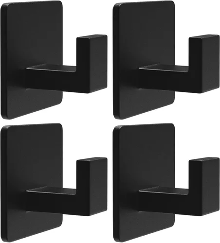 VAEHOLD - Paquete de 4 ganchos adhesivos para toallas, ganchos de pared resistentes de aluminio para pegar en la puerta, cocina, baño para colgar
