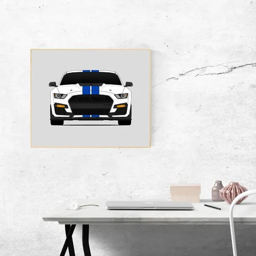 Miniatura 8 de Custom Car Posters Póster hecho a mano compatible con Shelby GT500 (2020-2022) S550 Ford Mustang Print Wall Art Décor Carroll Shelby - Impresión