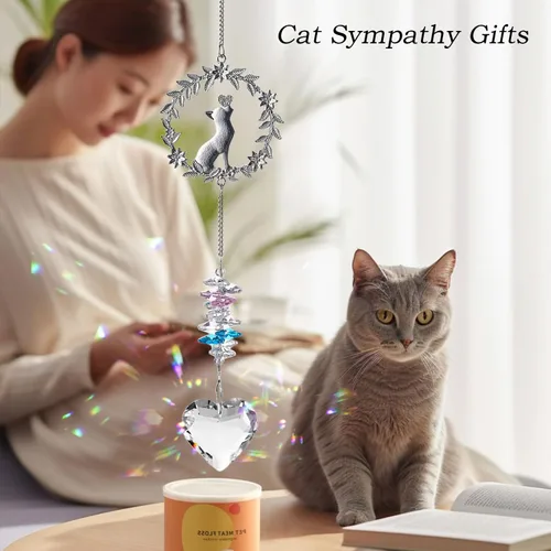 Miniatura 3 de Regalos conmemorativos para gatos por pérdida de gato, atrapasoles de cristal K9 para ventanas, regalo personalizado de condolencias para mascotas