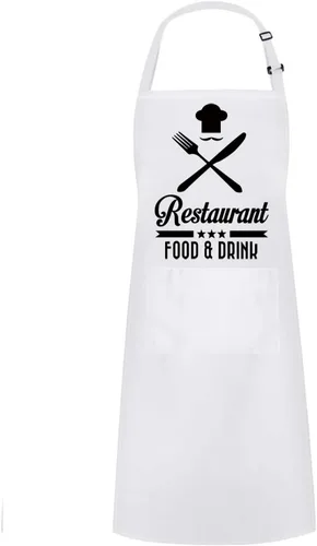Miniatura 13 de Hyzrz Divertidos delantales ajustables para panadero con bolsillo para cocinero, parrilla, barbacoa, delantal de chef, regalos para el día del Negro