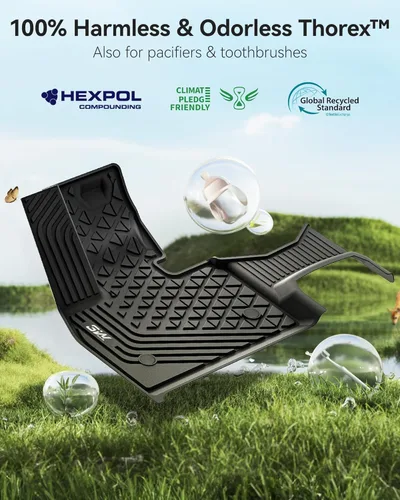 Miniatura 7 de 3W - Alfombrillas de piso de elastómero termoplástico (TPE), para todo tipo de clima, juego completo de primera y segunda fila, color negro
