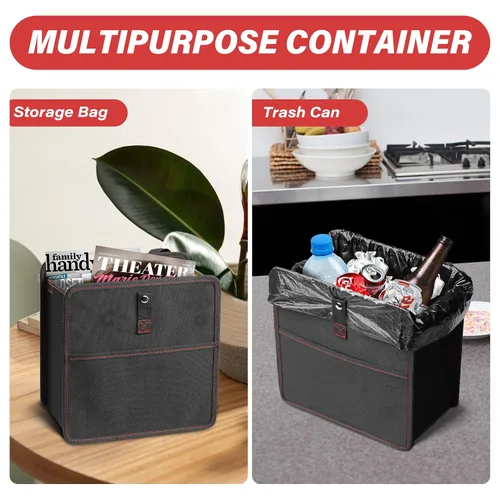 Miniatura 6 de YSSOA Basurero para automóvil con tapa, organizador a prueba de fugas y bolsa de almacenamiento, ajustable y portátil para el interior, bolsa