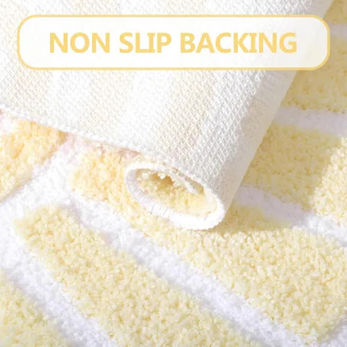 Miniatura 5 de TRUEDAYS Alfombra de baño beige, medio círculo, bonita alfombra de baño bohemia, suave y esponjosa, absorbente de agua, lavable a máquina
