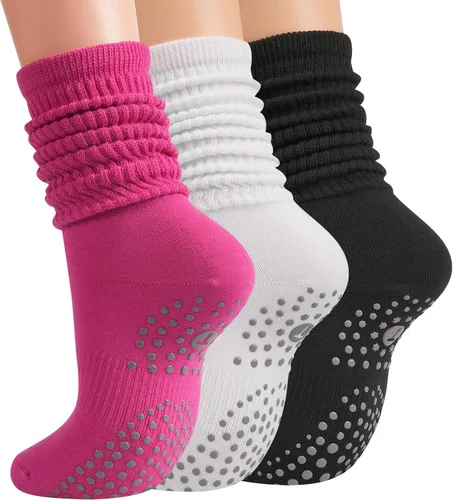 Miniatura 8 de Calcetines de pilates de agarre para mujer, calcetines de yoga con agarre para barre entrenamiento, hospital, calcetines largos