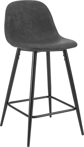 Miniatura 8 de Crosley Furniture Weston - Juego de 2 taburetes de bar tapizados con altura de mostrador, color marrón desgastado/negro mate
