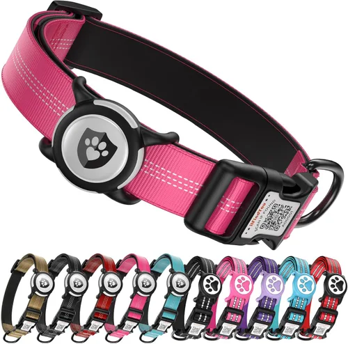 Miniatura 9 de Collar de Perro AirTag para Perros Grandes, Collar de Perro con AirTag de Apple Resistente al Agua IP68 con Soporte para AirTag, Reflectante, azul