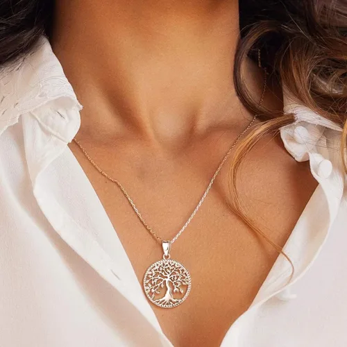 Miniatura 3 de AGVANA Collar con colgante de árbol de la vida de plata de ley 925 para mujer, joyería delicada, collar de árbol familiar, regalo de aniversario
