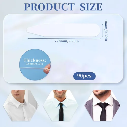 Miniatura 2 de 90 piezas de 2 pulgadas para camisas de vestir de hombre, estancias de cuello de plástico, estancias de cuello de camisa para hombres, pestañas