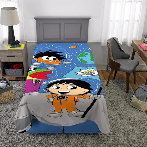 Miniatura 2 de Ryan's World Kids Red Titan - Manta de felpa individual/matrimonial, 62 x 90 pulgadas, azul, Moon Walk