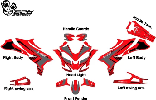 Miniatura 2 de Nuevo Kit gráfico para DUCATI Multistrada V4 S Kit gráfico completo (RL-R) (GLOSSY)