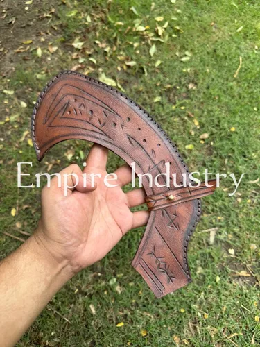 Miniatura 4 de Empire Industry - Caza de acero J2 hecha a mano personalizada de 15 pulgadas de largo Egytian Mini Khopesh con funda de cuero, agarre envuelto