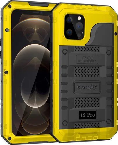 Miniatura 42 de Beasyjoy Funda impermeable para iPhone 12 Pro Max, cubierta protectora de cuerpo completo con protector de pantalla incorporado, resistente a Negro