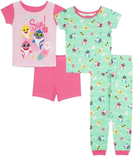 Nickelodeon unisex-child Paw Patrol | Baby Shark | Blue's Clues & You 4-piece Snug-fit Cotton Pajama Set, Soft & Cute for Kids