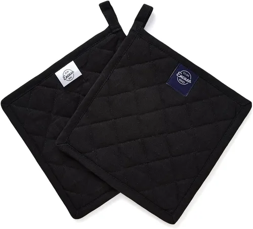 Miniatura 12 de Encasa XO Juego de 2 soportes para ollas de algodón resistentes al calor con lazo para colgar, color azul escocés, almohadillas acolchadas multiusos