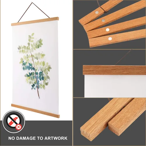 Miniatura 4 de WITCOLOR - Marco magnético para colgar pósteres, 24 x 36, 24 x 30, 24 x 16, 24 x 18 pulgadas, diseño de madera clara, lienzo, con imán, kit