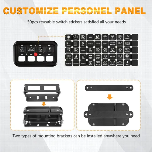 Miniatura 8 de Auxbeam Panel de interruptor de 8 bandas + luces LED redondas ámbar de 4 pulgadas y 90 W, luz de conducción redonda súper brillante con kit de arnés