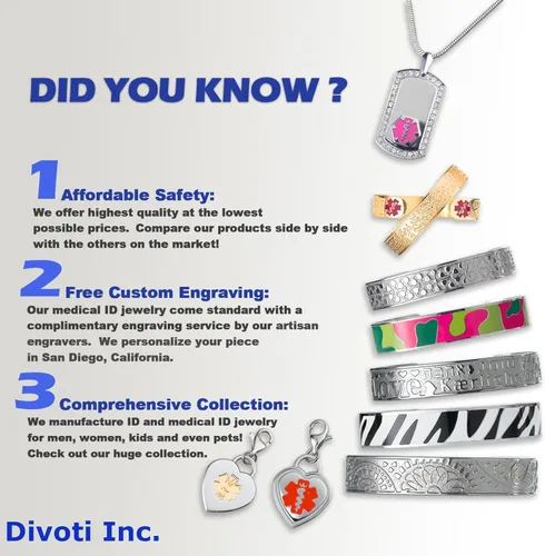 Miniatura 8 de Divoti Custom Engraved Medical Alert Bracelets for Women Stainless Steel Medical Bracelet Medical ID Bracelet wAntique Silver Plating Heritage