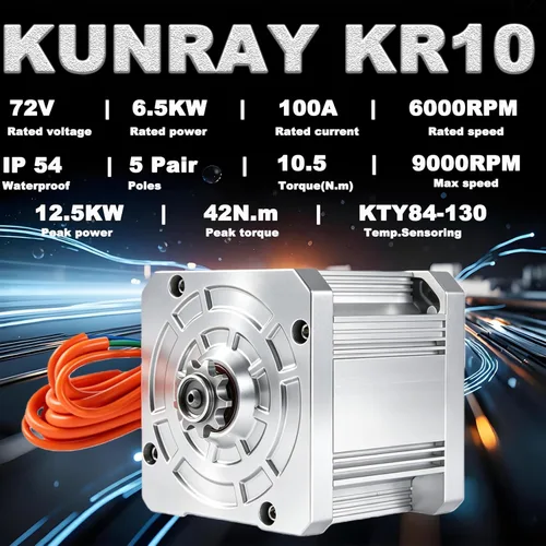 Miniatura 2 de Kunray 72V Brsushess Motor 6500W Electric Dirt Bike Motor Peak 9000RPM Peak 12KW for Tutio Kugo Electric Motorcycle Go Karts ATV Upgraded (72V 6500W)