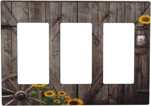 Miniatura 100 de Cubierta de interruptor de luz de 3 cuadrillas con diseño de flores azules púrpuras, cubierta de placa de pared de triple palanca, arbustos florales