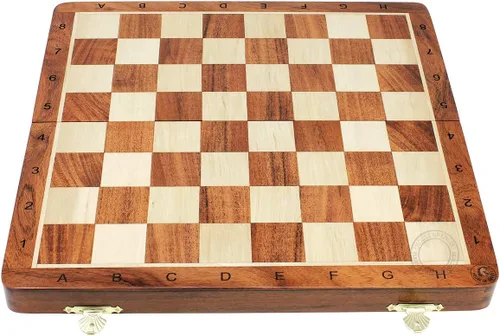 Miniatura 9 de House of Chess - Juego de ajedrez de madera de acacia dorada victoriana Staunton - Tablero de ajedrez plegable de madera de 14 x 14 pulgadas