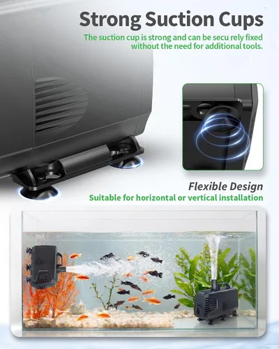 Miniatura 5 de POPOSOAP Bomba sumergible de 880 GPH (3200 L/H, 85 W), bomba de fuente ultra silenciosa con protección contra sobrecalentamiento y esponja de filtro