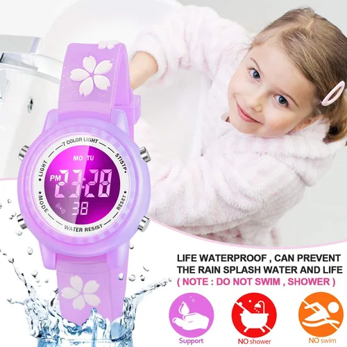 Miniatura 38 de Relojes LED impermeables para niños con alarma, juguetes para niños, regalos para niñas de 3 a 10 años