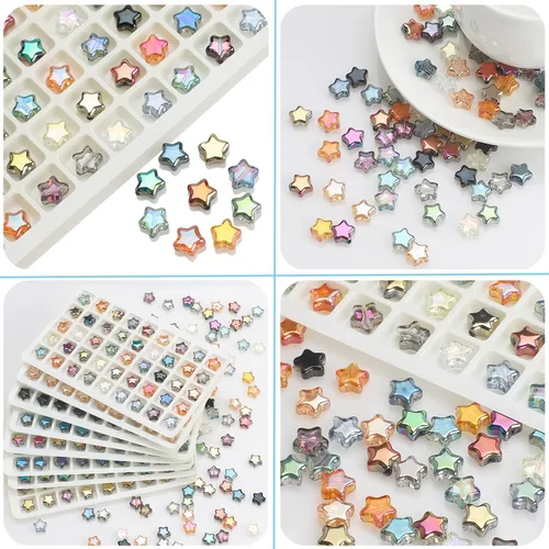 Miniatura 3 de 200 cuentas de estrella de cristal para hacer joyas, pulseras de estrella de cristal de EVERMARKET a granel, cuentas sueltas de estrella