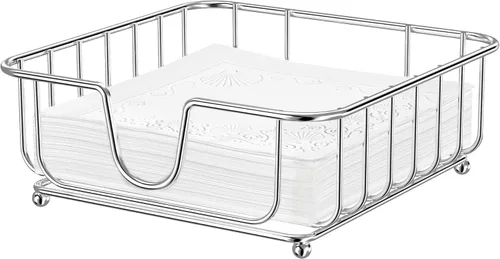 Miniatura 8 de Paquete de 2 servilleteros para mesa, servilleteros para servilletas de papel, servilleteros de metal plano negro para cocina y mesa de comedor