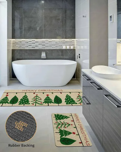 Miniatura 3 de Tapete de baño de Navidad para bañera, antideslizante, de secado rápido y absorbente, con tierra de diatomeas, para fregadero de cocina, lavable