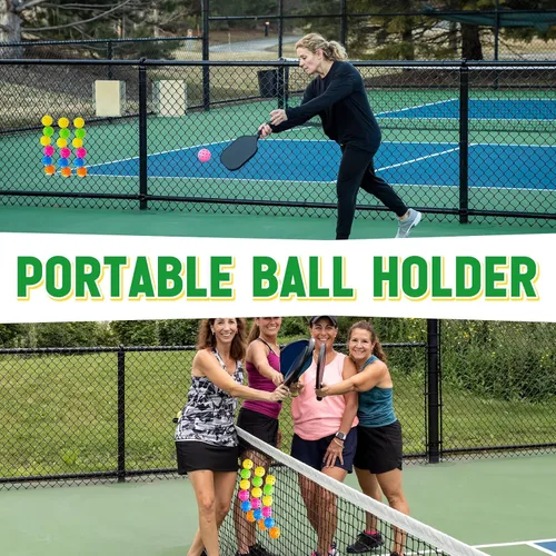 Miniatura 4 de 5 soportes de cuerda de bolas compatibles con cuerda de pickleball para bolas de almacenamiento con 1 hebilla de nailon, 10 hebillas de metal