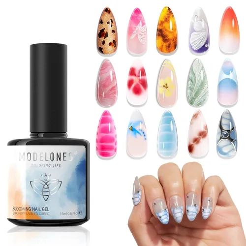 Miniatura 34 de Modelones Esmalte de uñas en gel con purpurina, acabado brillante ultra fino blanco con aurora, purpurina transparente, acabado brillante con A1