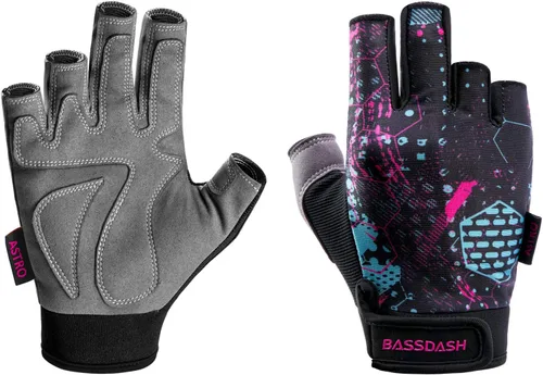 Miniatura 9 de BASSDASH Guantes de pesca Astro para hombres y mujeres, guantes sin dedos para pesca deportiva, kayak, remo, vela, MTB Gris