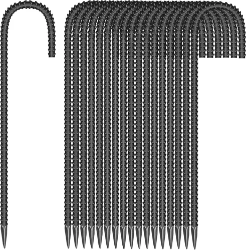 Miniatura 14 de 10 estacas de acero galvanizado en forma de U de 16 pulgadas, anclajes de tierra resistentes para tiendas de campaña, kits de posición, cercas