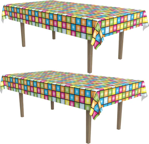 Miniatura 8 de Beistle Mantel de discoteca, 54 x 108 pulgadas, mantel de plástico, mantel rectangular, fundas para fiestas, decoraciones de fiestas, temas groovy