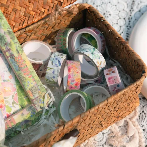 Miniatura 9 de YUBBAEX 10 Rollos Juego de Cinta Washi de Cuatro Estaciones Hierba Verde y Flores Cintas Decorativas de Enmascarar (Primavera)