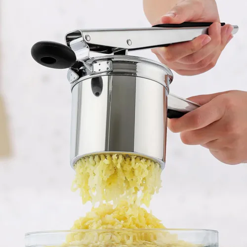 Miniatura 6 de Zulay Kitchen Ricer de papas grande de 15 onzas, triturador de papas de acero inoxidable resistente y triturador para puré de papas, triturador